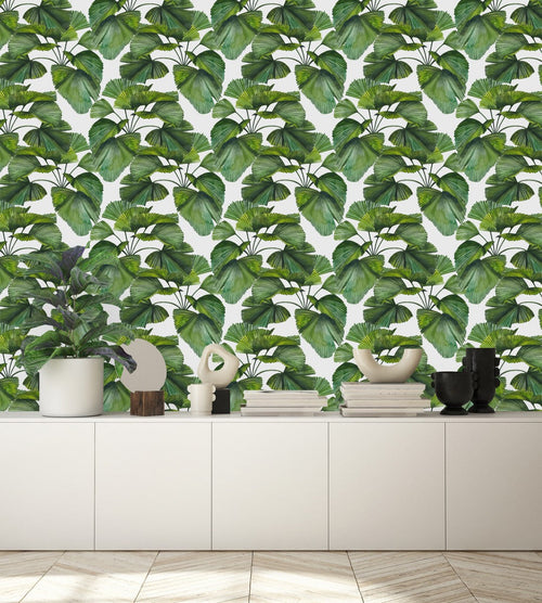Fashionable Green Leaves Wallpaper Tasteful