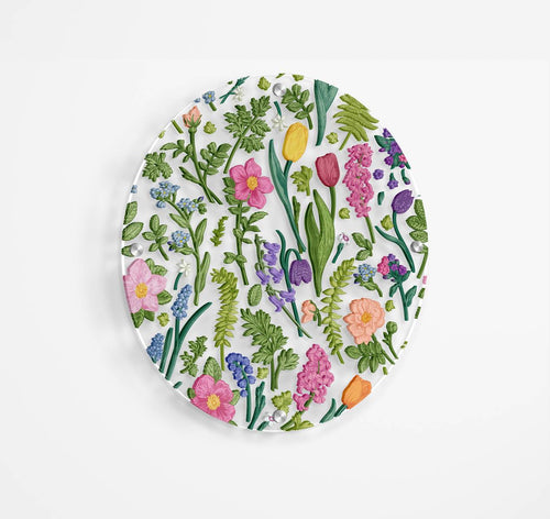 Summer Flowers Printed Transparent Acrylic Circle