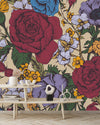 Beige Wallpaper with Red Roses