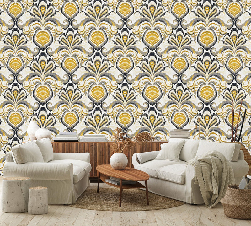 Yellow Vintage Design Wallpaper