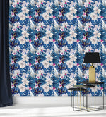 Blue Monstera Leaves Wallpaper