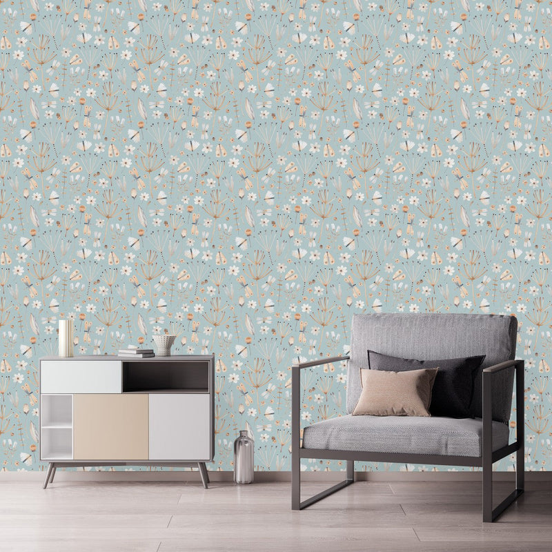 Grey Wallpaper with Flowers