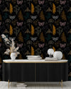 Modish Black Wallpaper with Butterflies Chic