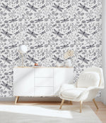 Botanical Wallpaper with Dragonflies