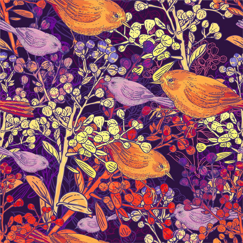 Birds and Berries Wallpaper