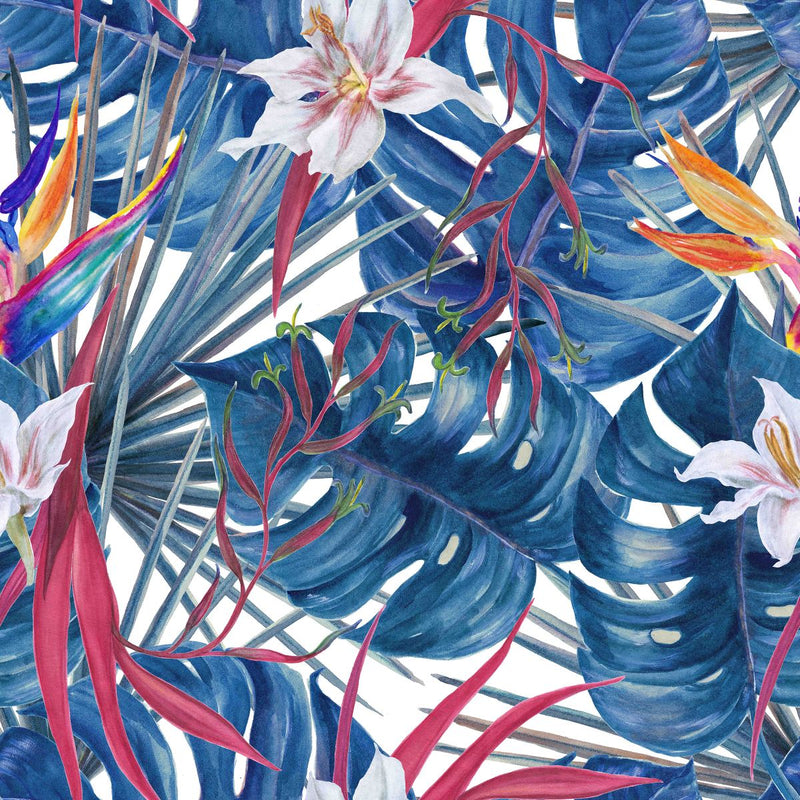 Blue Tropical Leaves Wallpaper