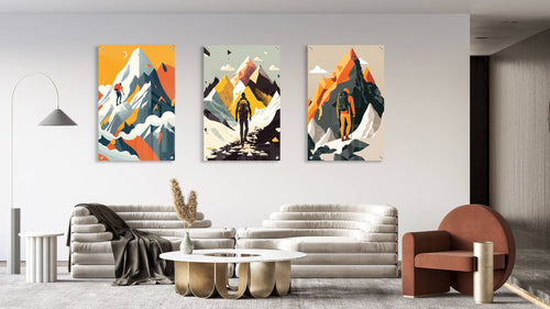Climber Pattern Set of 3 Prints Modern Wall Art Modern Artwork