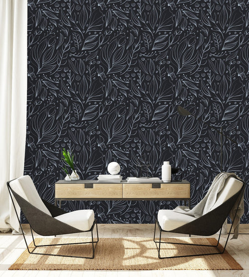 Leaves Contours Wallpaper