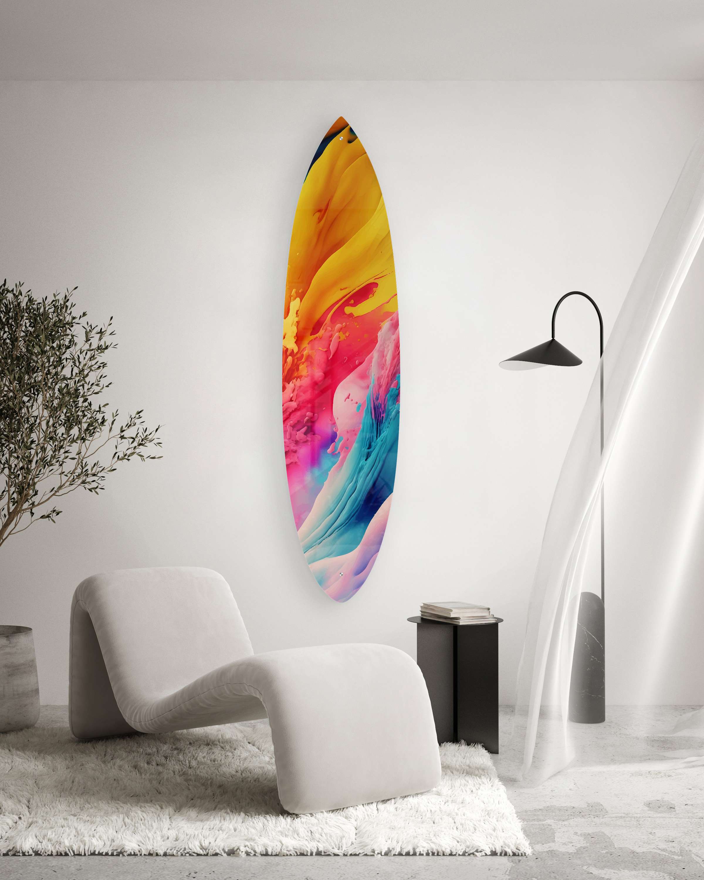 Black and White Wall Art Beach House Decor: Love Surfboards