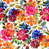 White Wallpaper with Brightly Flowers