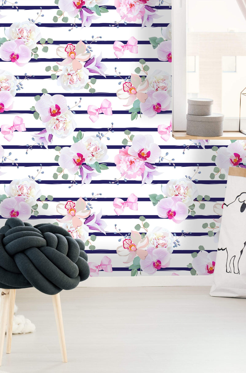 Nursery Pink Orchid Wallpaper