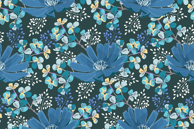 Contemporary Dark Floral Wallpaper
