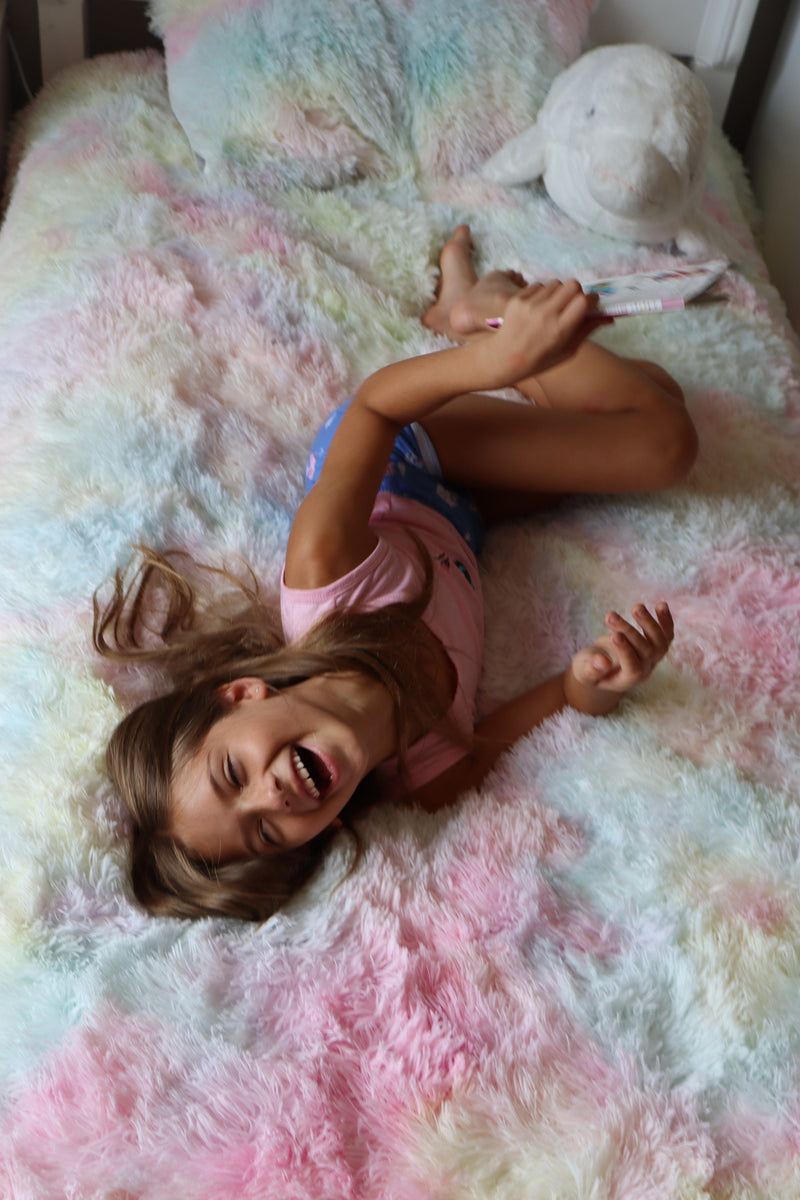 Emma Cozy Ultra Soft Rainbow Faux Fur Comforter Set
