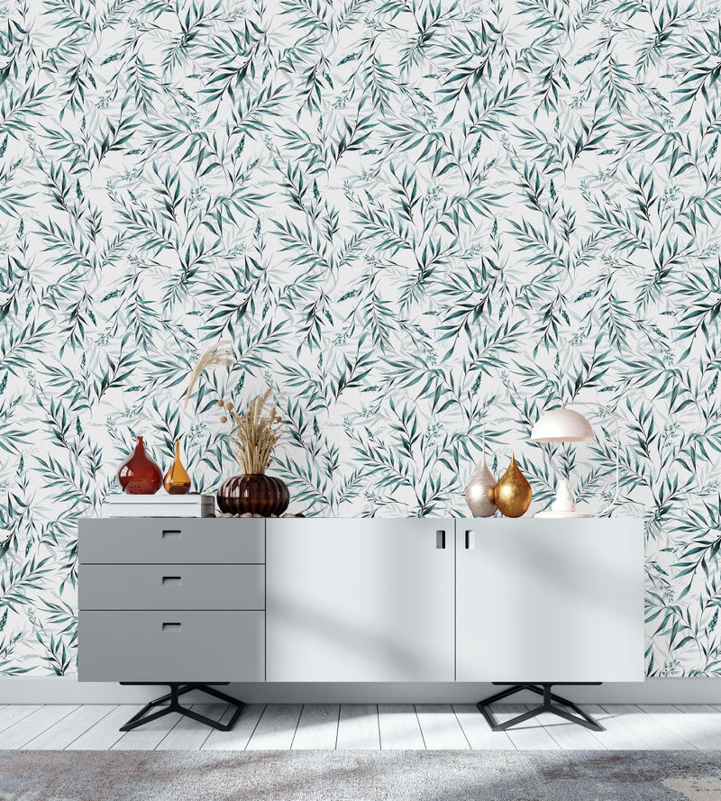 Elegant Leaves Pattern Wallpaper Chic