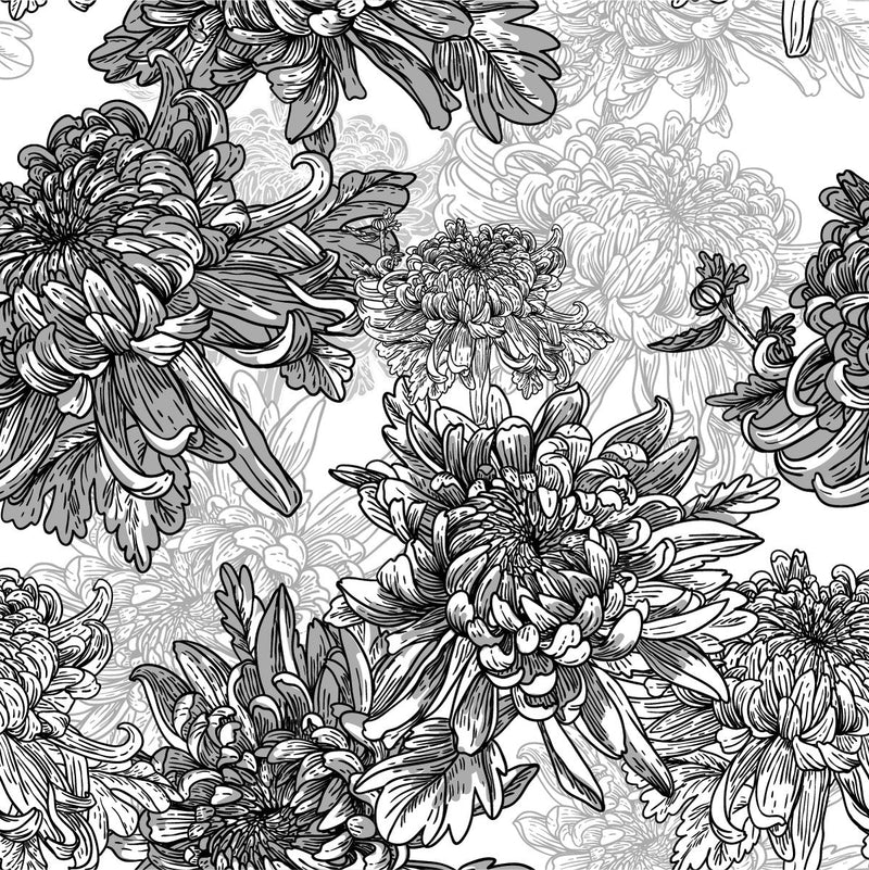 Contemporary Black and White Floral Wallpaper Vogue