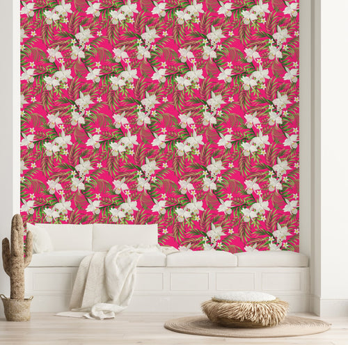 Brightly Wallpaper with White Flowers