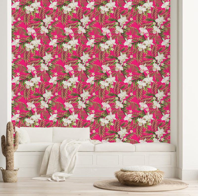 Brightly Wallpaper with White Flowers