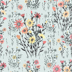 Contemporary Hand Drawn Wildflowers Wallpaper Tasteful