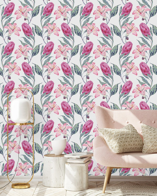 Pink Protea and Lilies  Wallpaper