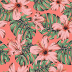 Flowers and Monstera Leaves Wallpaper