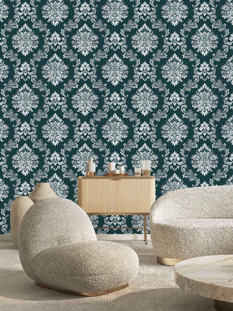 Dark Green Vintage Wallpaper