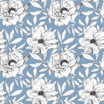 Blue Wallpaper with White Flowers