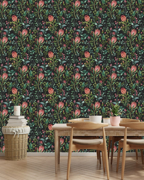 Protea and Raspberries Wallpaper