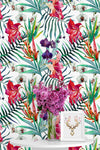 Orchid and Palm Leaves Wallpaper