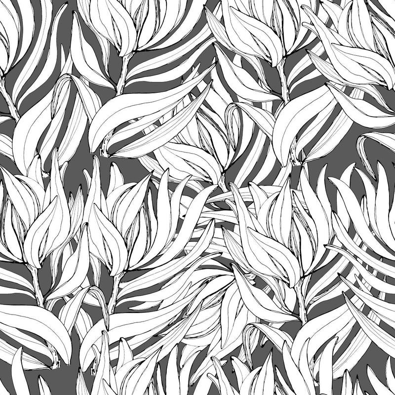Dark Grey Wallpaper with Leaves