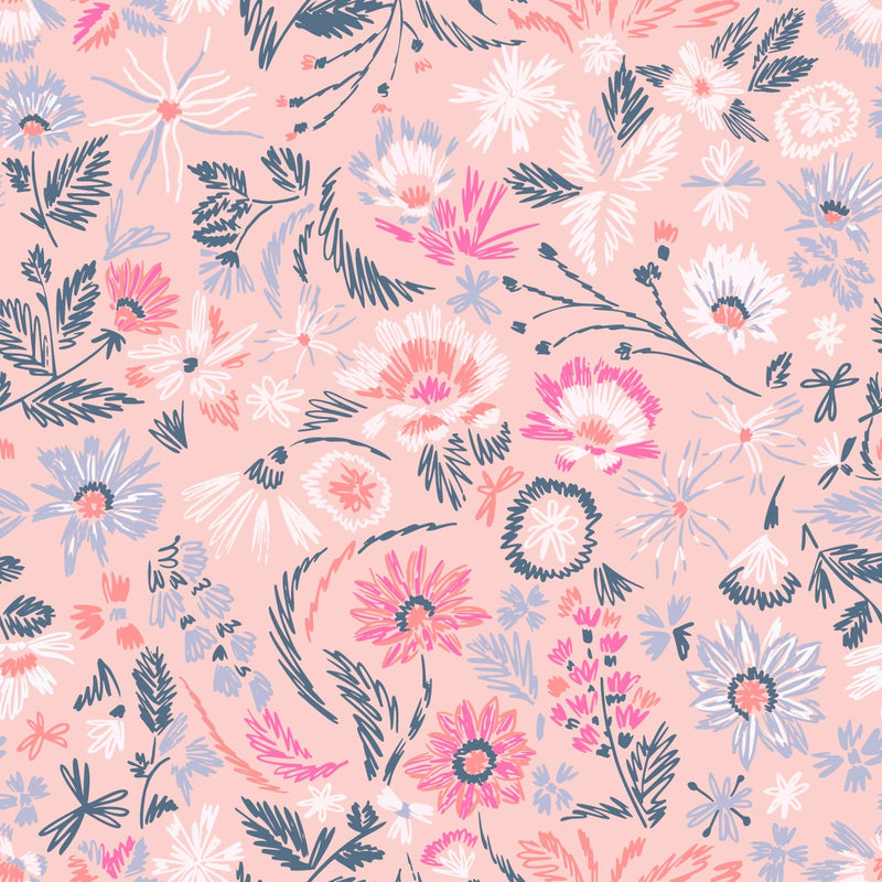 Contemporary Modern Pink Floral Modern Wallpaper