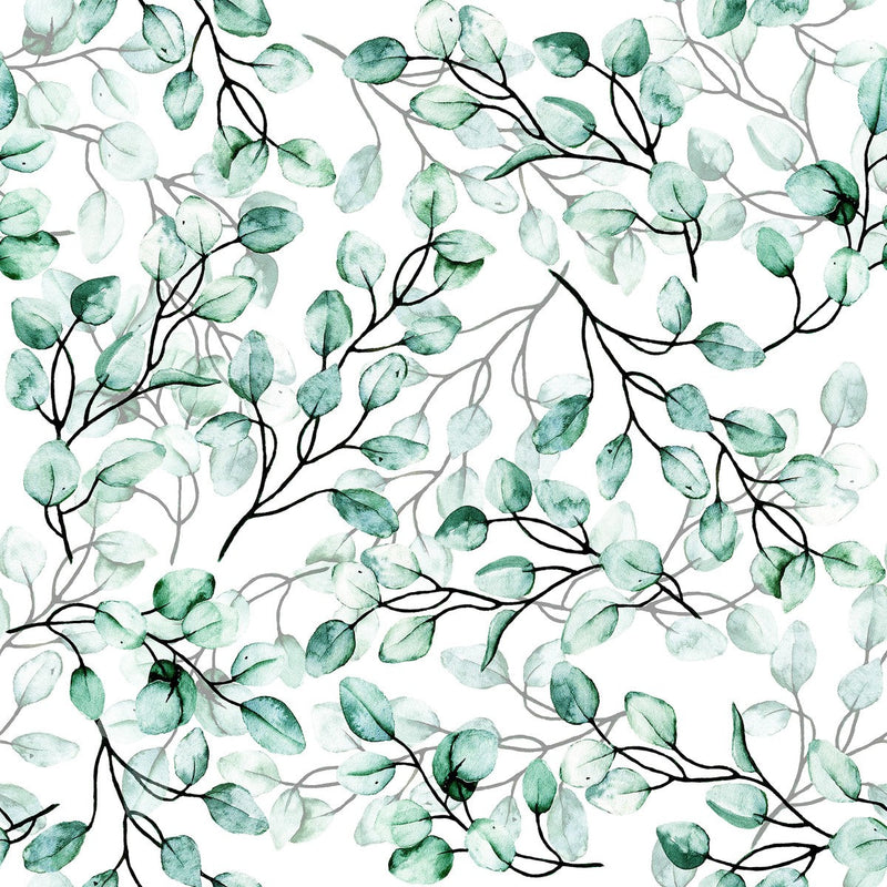 White Wallpaper with Poplar Leaves