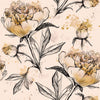 Contemporary Beige Peonies Wallpaper