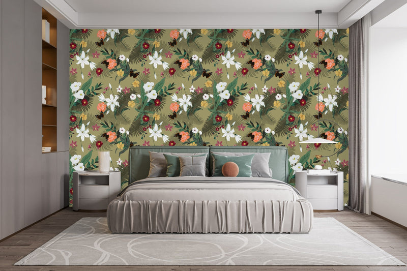 Stylish Green Floral Wallpaper Smart