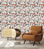 White Wallpaper with Lilies