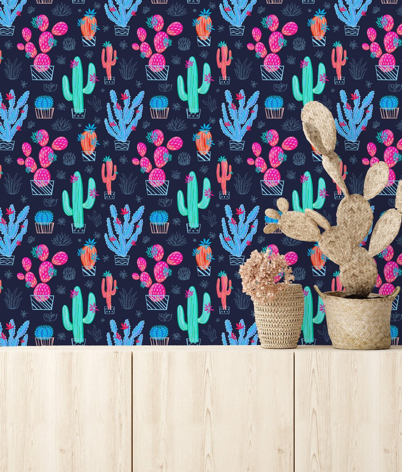 Brightly Multicolored Cactus Wallpaper