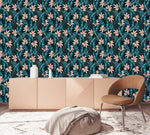 Fashionable Dark Wallpaper with Leaves Vogue