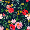 Elegant Modern Dark Wallpaper with Pink Flowers