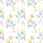 Light Wallpaper with Blue Leaves