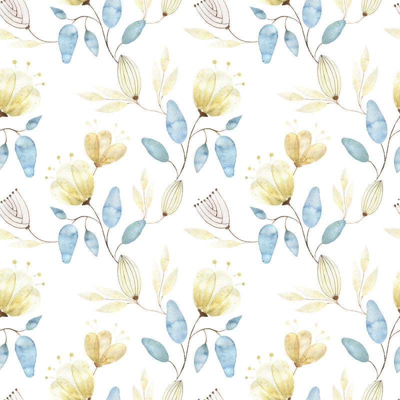 Light Wallpaper with Blue Leaves