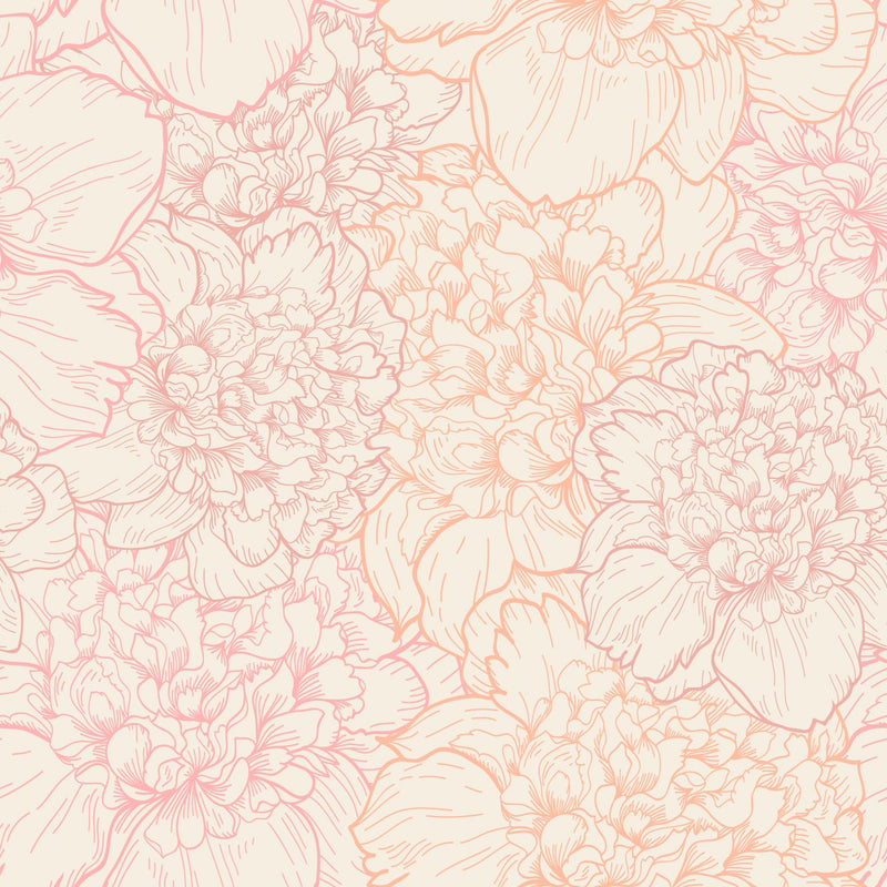Peonies Outline Wallpaper
