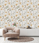 Contemporary White Flowers Wallpaper Smart