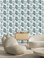 Voguish Dark Green Leaves Wallpaper Smart