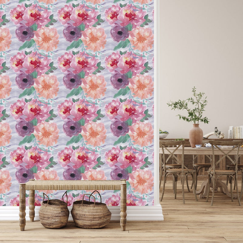 Contemporary Large Flowers Wallpaper Smart