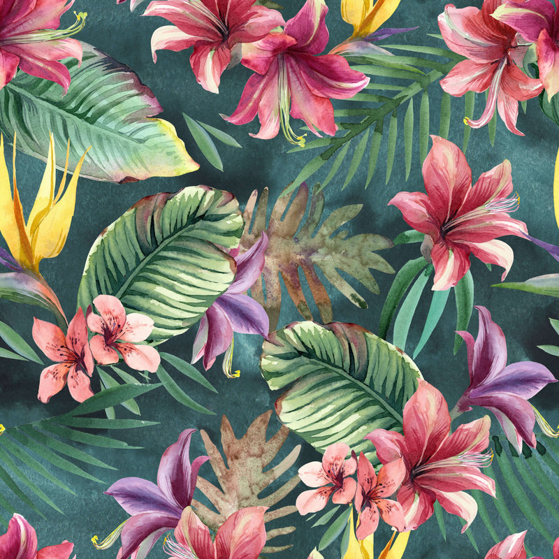 Palm and Leaves on Dark Background Wallpaper