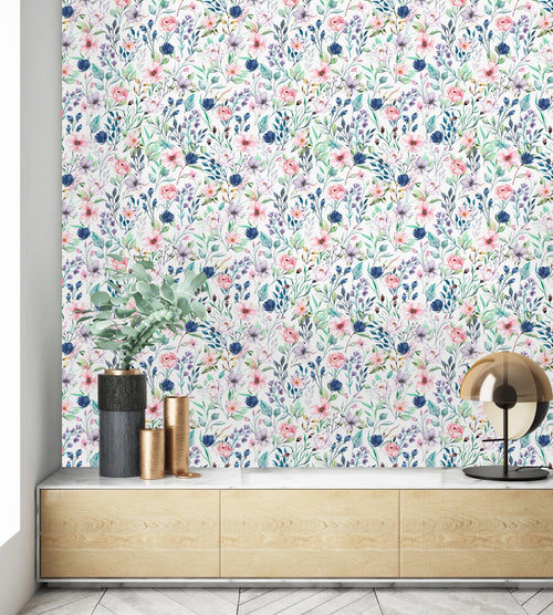 Pastel Field Flowers Wallpaper