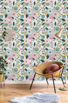 Pastel Flowers on White Wallpaper