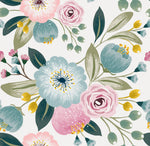 Pastel Flowers on White Wallpaper