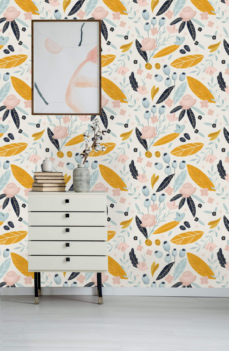 Pastel Orange Flowers Wallpaper