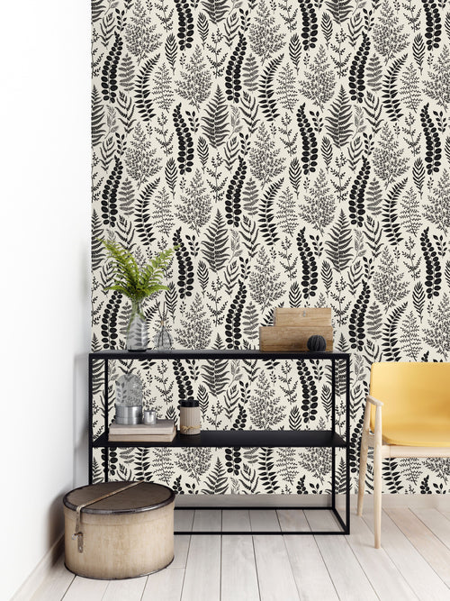 Pattern of Leaves and Branches Wallpaper