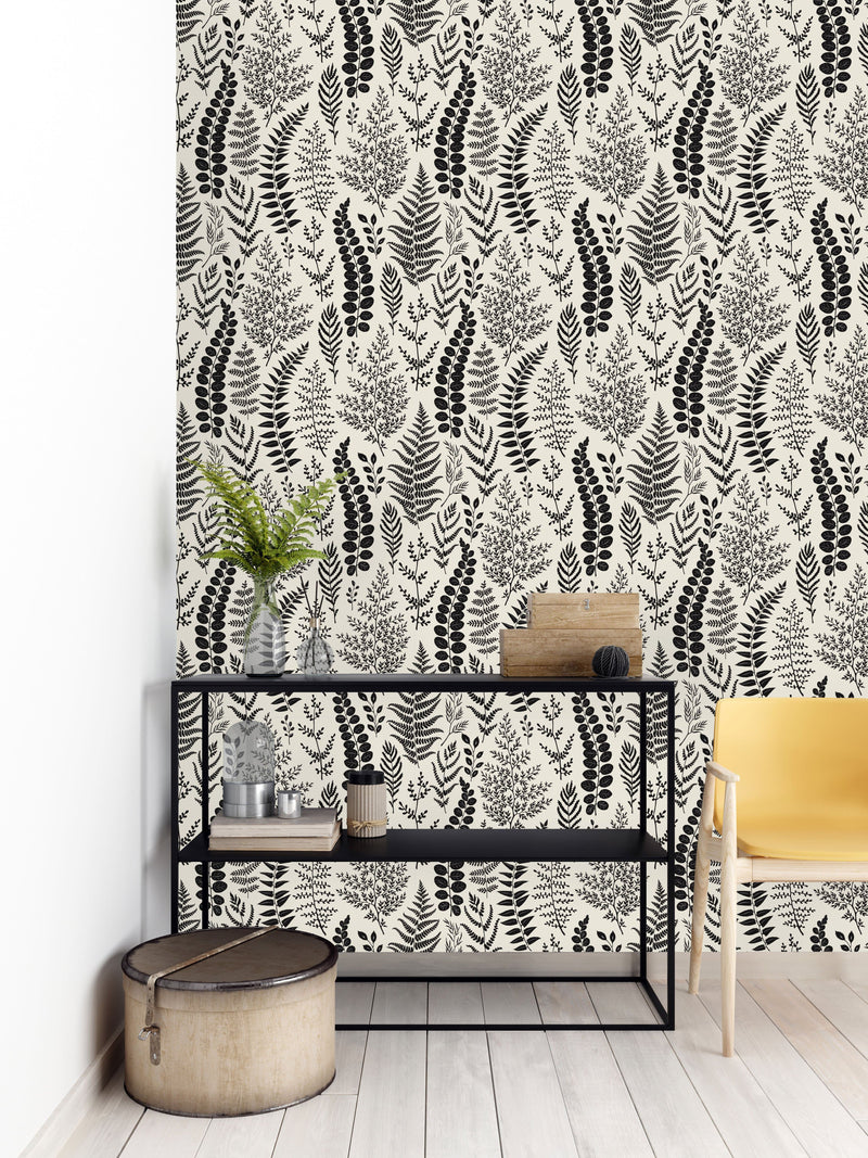 Pattern of Leaves and Branches Wallpaper